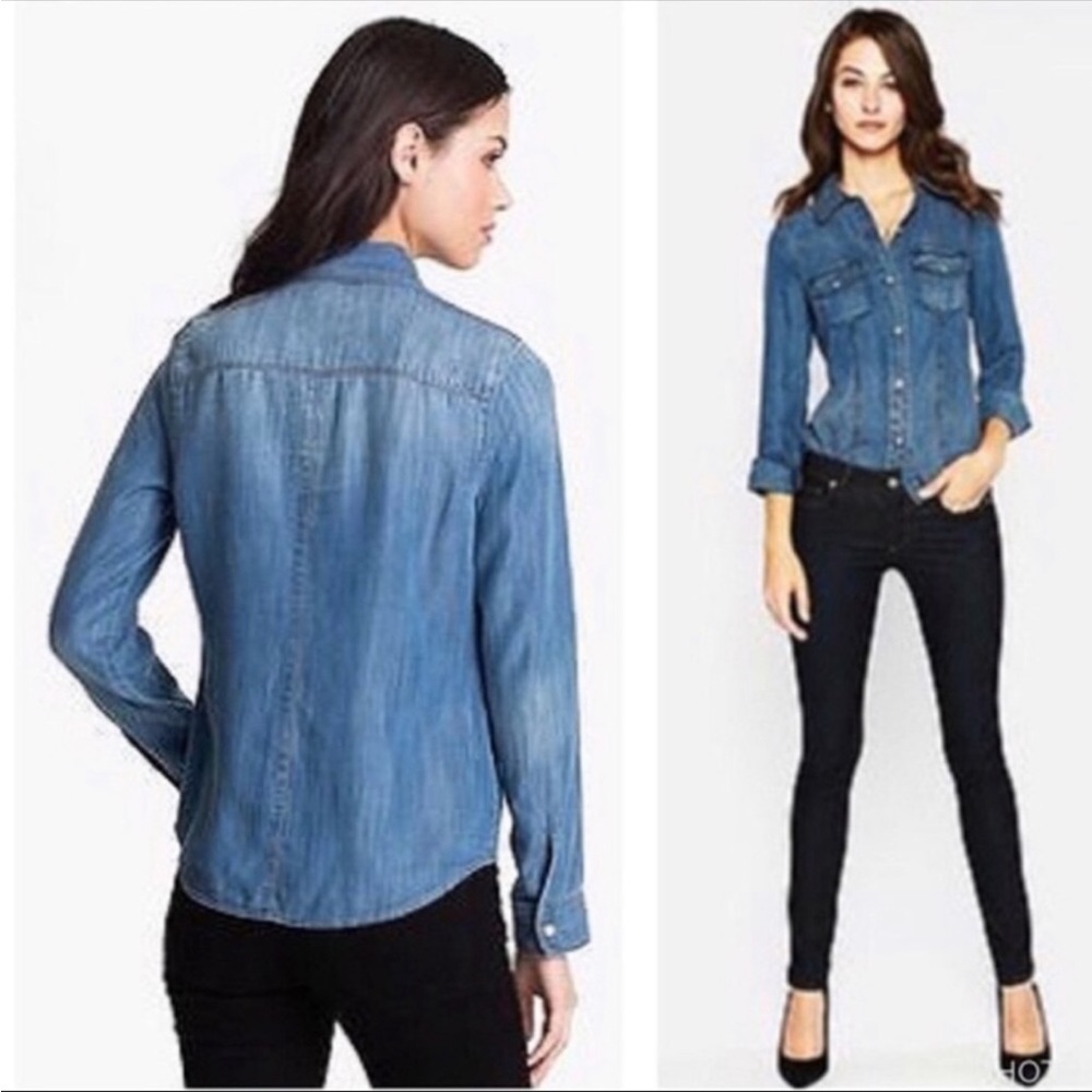 Trouv Blue Chambray Button Down W/ Front Pockets - image 3